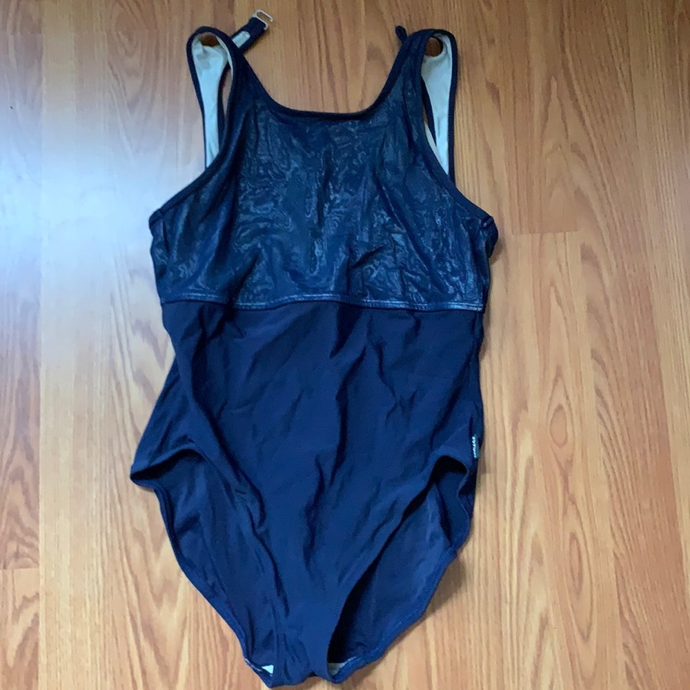 TYR Black One-Piece Swimsuit with Textured Bust